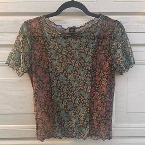 Multicolored, floral crop shirt from Urban Outfitters